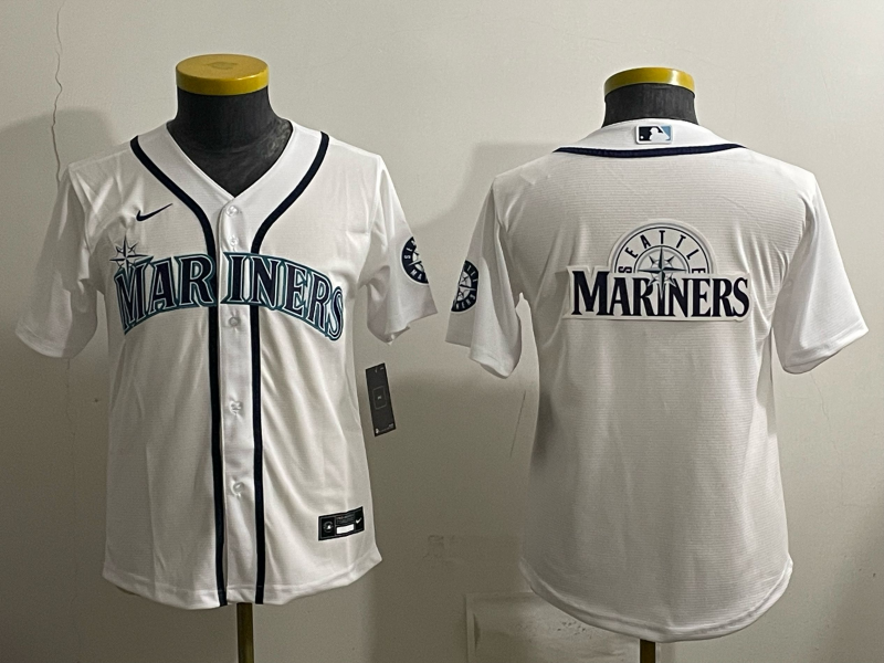 youth 2026 Seattle Mariners blank white Nike MLB Jersey 003
